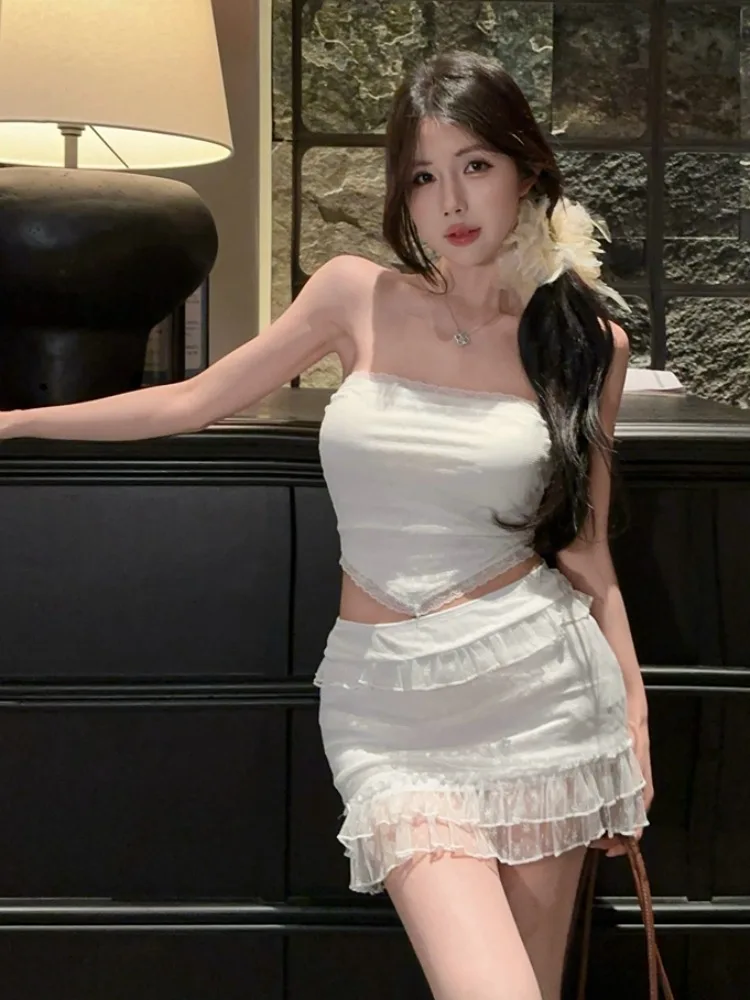 Pure Desire Lace Splice High Waist Slim Fit Halterneck Two-Piece Set Women's Summer Sweet Short Skirt Bodycon Dress
Pure Desire Lace Splice High Waist Slim Fit Halterneck Two-Piece Set Women's Summer Sweet Short Skirt Bodycon Dress