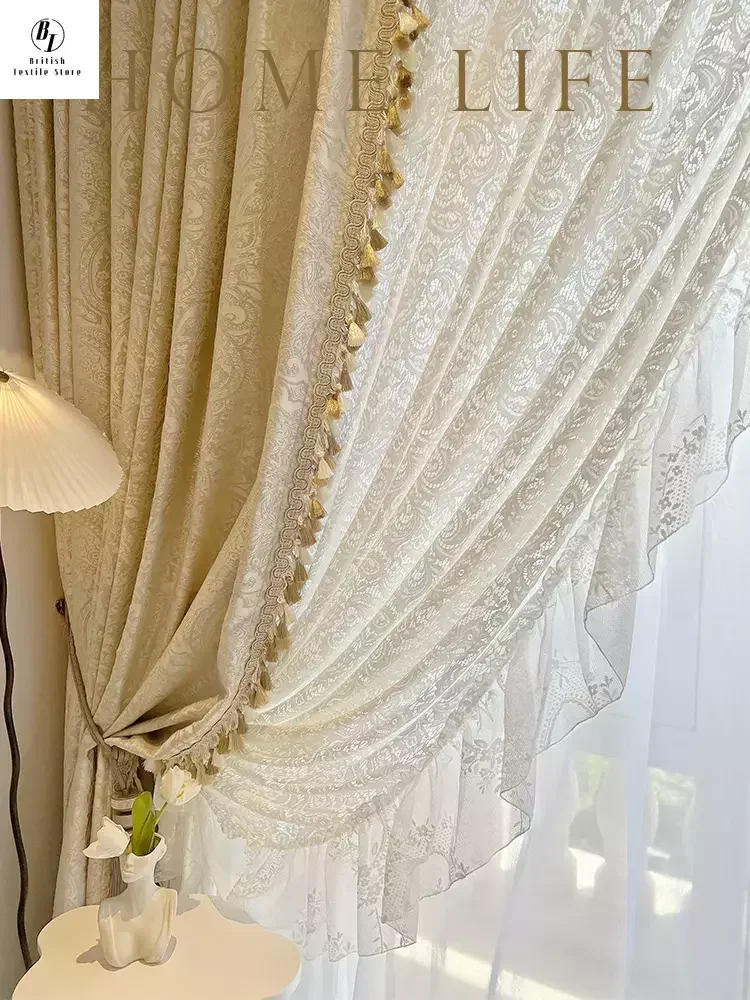 Custom Size French Luxury Embroidered Cream Curtain for Living Dining Room Bedroom Relief Pattern Tassel Blackout White Tulle
Custom Size French Luxury Embroidered Cream Curtain for Living Dining Room Bedroom Relief Pattern Tassel Blackout White Tulle