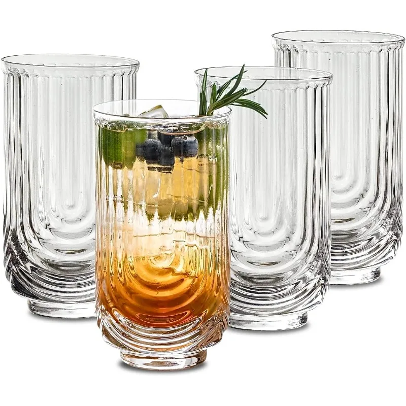 Vintage Glassware Arch Design Glass cups Set of 4, Fashioned Ripple Glassware Highball Glass
Vintage Glassware Arch Design Glass cups Set of 4, Fashioned Ripple Glassware Highball Glass