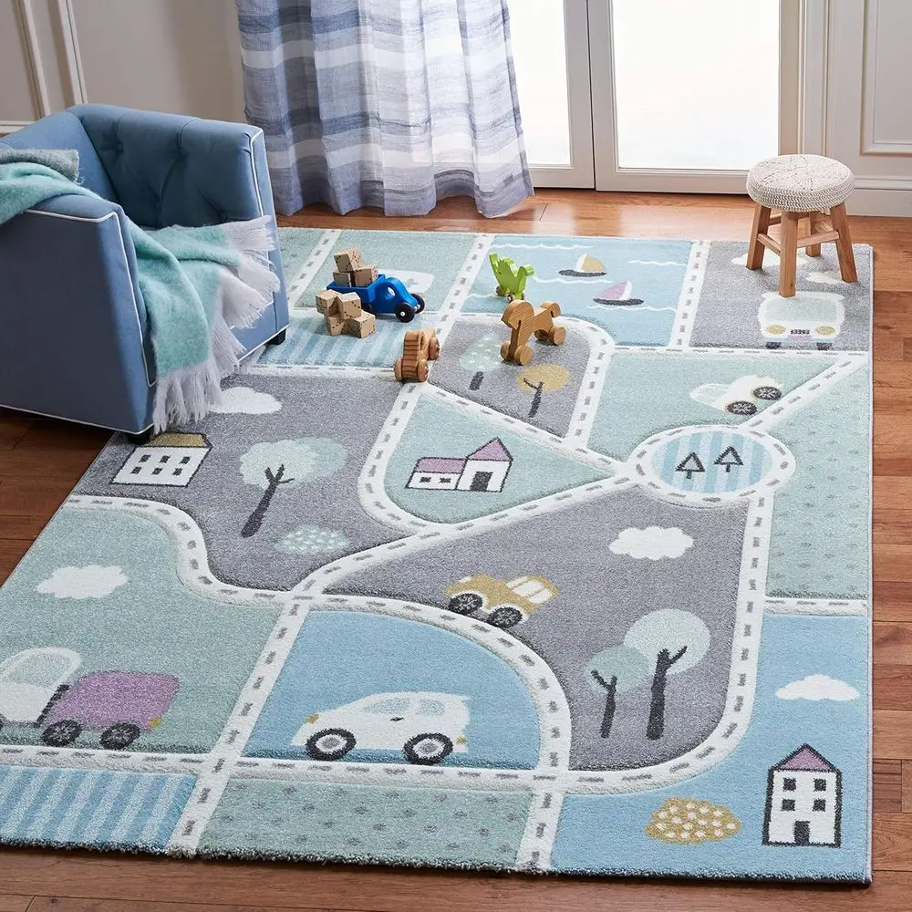 6'7 Square Area Rug - Grey & Light Blue, Non-Shedding, Easy Care, Perfect for Playrooms, Nurseries, Bedrooms
6'7 Square Area Rug - Grey & Light Blue, Non-Shedding, Easy Care, Perfect for Playrooms, Nurseries, Bedrooms