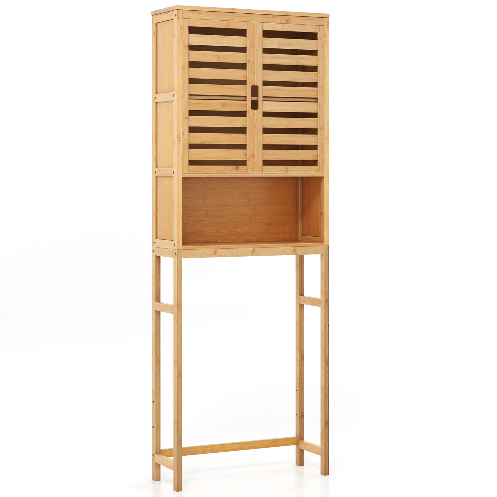 Over The Toilet Storage Cabinet - Tall Freestanding Bathroom Shelf with 2 Louvered Doors & Open Shelf,Bathroom Storage
Over The Toilet Storage Cabinet - Tall Freestanding Bathroom Shelf with 2 Louvered Doors & Open Shelf,Bathroom Storage