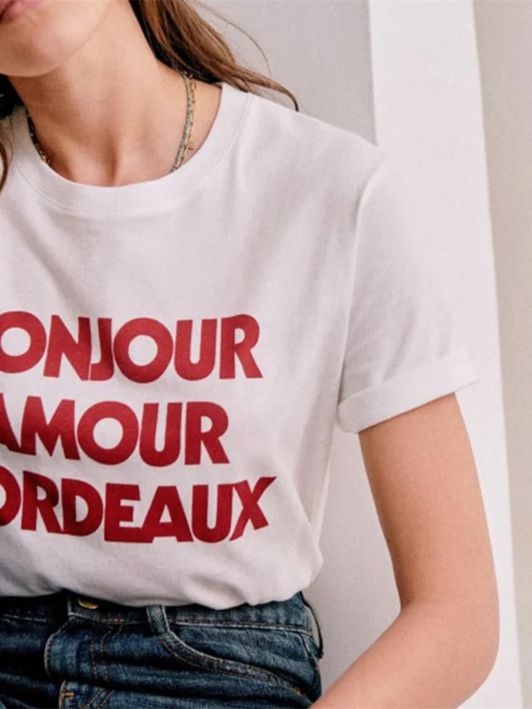 Cotton Female Letter Print Casual T-Shirt 2024 Summer Women Round Neck Short Sleeve Tshirts
Cotton Female Letter Print Casual T-Shirt 2024 Summer Women Round Neck Short Sleeve Tshirts