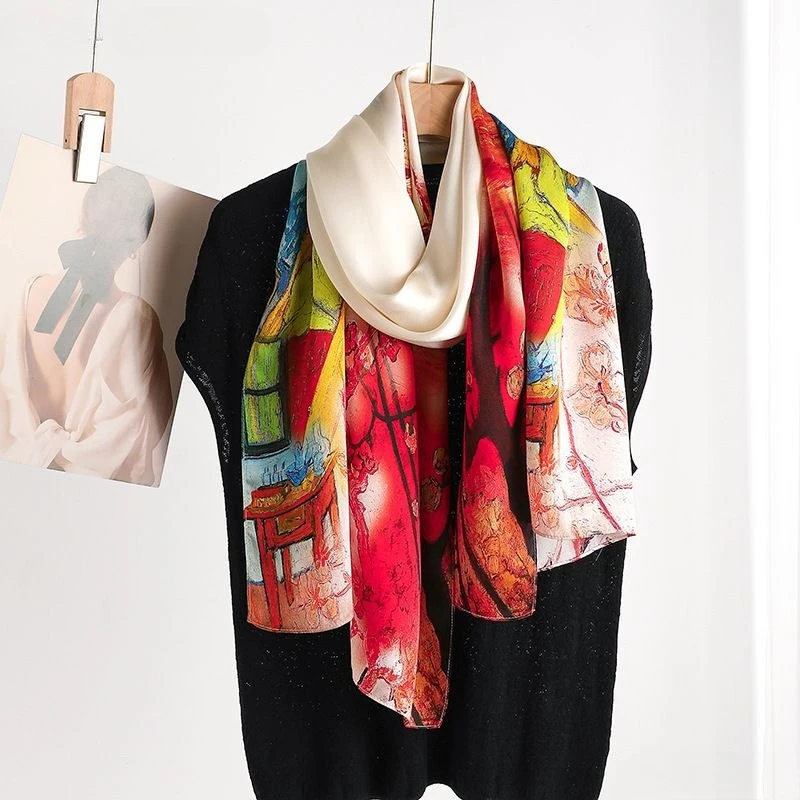 100% Mulberry Silk Long Scarf for Women Oblong Shawls for Headscarf Neck- Oblong Hair Wraps Gift Packed Red Oil Painting Print
100% Mulberry Silk Long Scarf for Women Oblong Shawls for Headscarf Neck- Oblong Hair Wraps Gift Packed Red Oil Painting Print