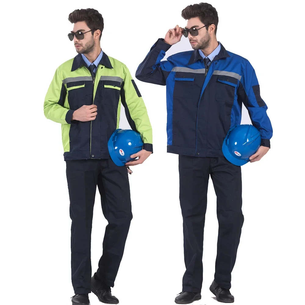 Long Sleeve Polycotton Workshop Uniforms Two Tone Patchwork Workwear Suits Men's Working Clothes with Reflective Stripes Pockets 
Long Sleeve Polycotton Workshop Uniforms Two Tone Patchwork Workwear Suits Men's Working Clothes with Reflective Stripes Pockets