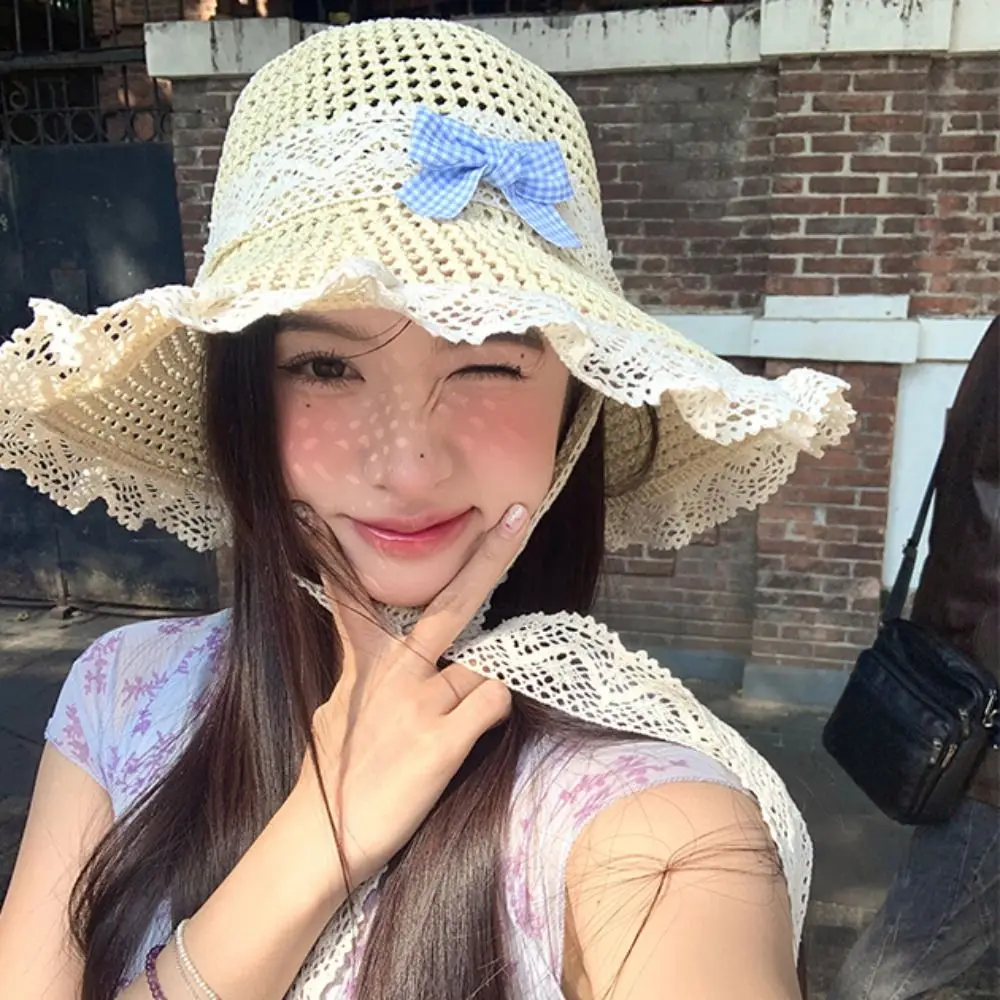 Sunscreen Sweet Bow Ribbon Straw Hat French Style Big Brim Lace Bucket Hat Foldable Beach Women's Sun Hat Travel
Sunscreen Sweet Bow Ribbon Straw Hat French Style Big Brim Lace Bucket Hat Foldable Beach Women's Sun Hat Travel