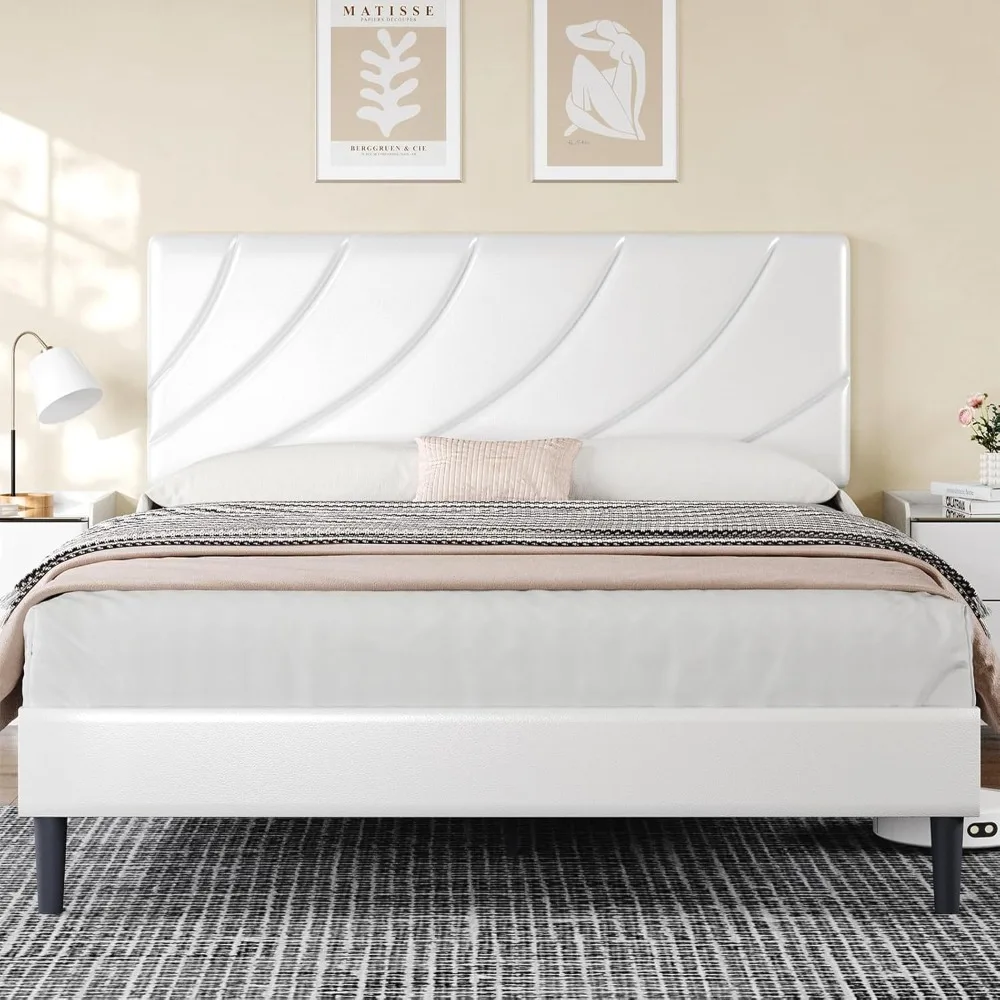 Full Size Bed Frame/Faux Leather Upholstered Platform Bed with Headboard/Strong Wooden Slats/No Box Spring Needed/Easy Assembly
Full Size Bed Frame/Faux Leather Upholstered Platform Bed with Headboard/Strong Wooden Slats/No Box Spring Needed/Easy Assembly