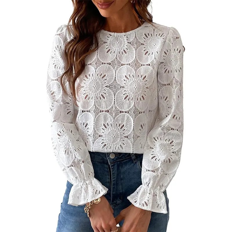 Blusa Mujer, элегантная женская белая рубашка с круглым вырезом на весну/лето, 2022, однотонные повседневные блузки с длинными рукавами и вырезами
Blusa Mujer, элегантная женская белая рубашка с круглым вырезом на весну/лето, 2022, однотонные повседневные блузки с длинными рукавами и вырезами