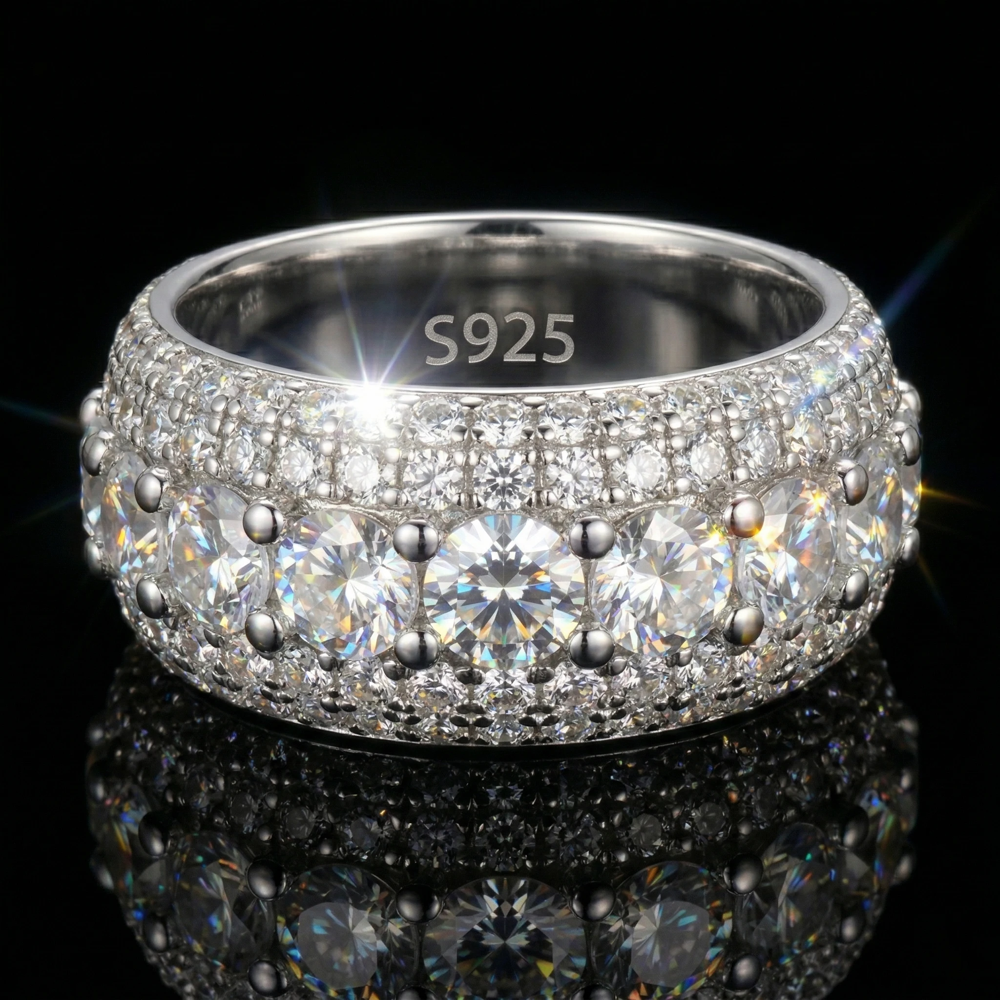 Moissanite Ring, 925 Sterling Silver, D Color VVS1, Heavy Full Pave, Unisex Everyday, Couple Ring, With Certificate
Moissanite Ring, 925 Sterling Silver, D Color VVS1, Heavy Full Pave, Unisex Everyday, Couple Ring, With Certificate