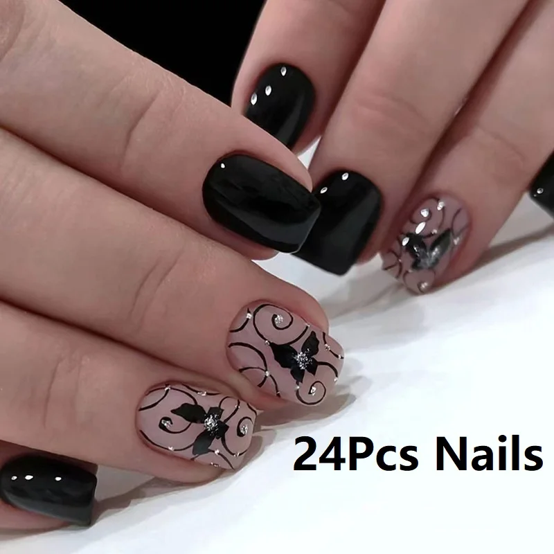 24Pcs Short Square Head Nails Set Press on 3D Butterfly Fake Nails Reusable Artificial Full Cover False Nails Tips Press on
24Pcs Short Square Head Nails Set Press on 3D Butterfly Fake Nails Reusable Artificial Full Cover False Nails Tips Press on