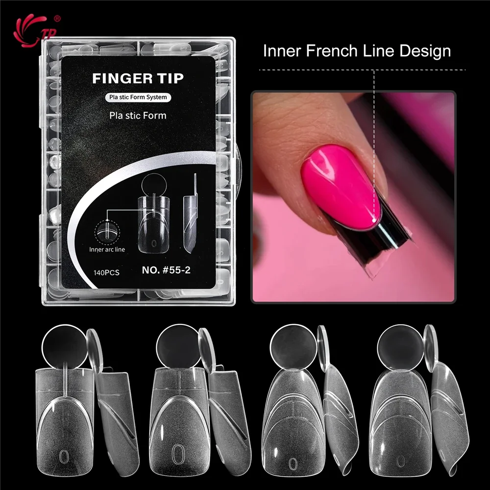 TP 140Pcs Matte Nail Dual Forms with Inner French Line Reusable Full Cover UV Gel Acrylic Nail Art Mold for French Manicure Tool
TP 140Pcs Matte Nail Dual Forms with Inner French Line Reusable Full Cover UV Gel Acrylic Nail Art Mold for French Manicure Tool