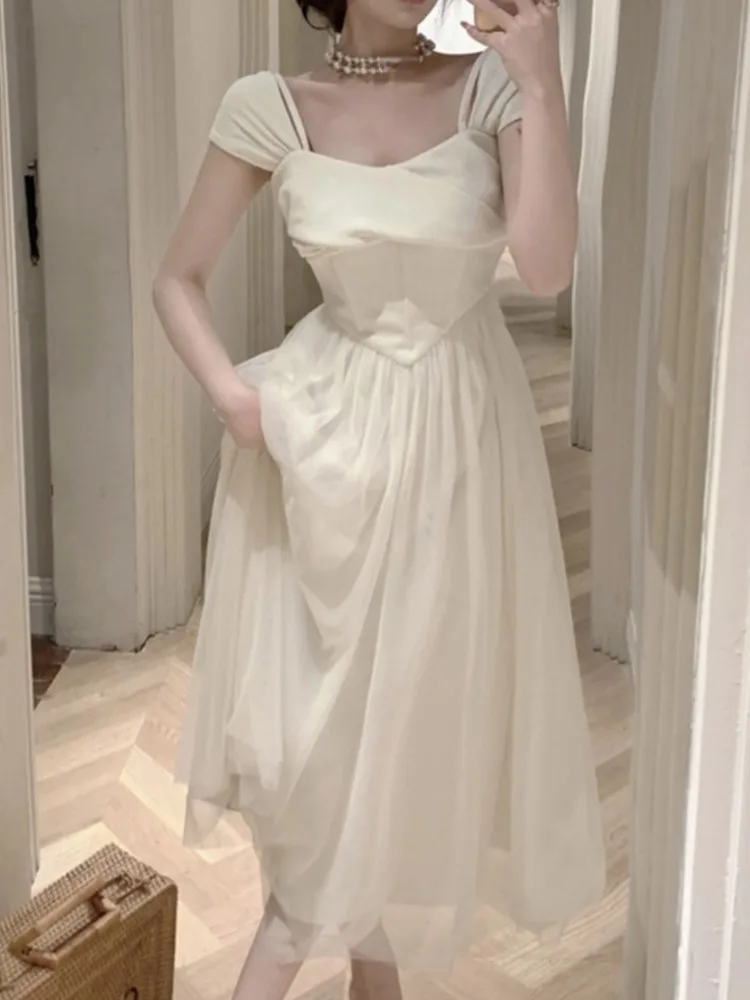 Spring Summer Women Elegant Casual Midi Party Dress Vintage A-Line Mesh Patchwork Solid Chic Wedding Clothes Female Vestidos
Spring Summer Women Elegant Casual Midi Party Dress Vintage A-Line Mesh Patchwork Solid Chic Wedding Clothes Female Vestidos