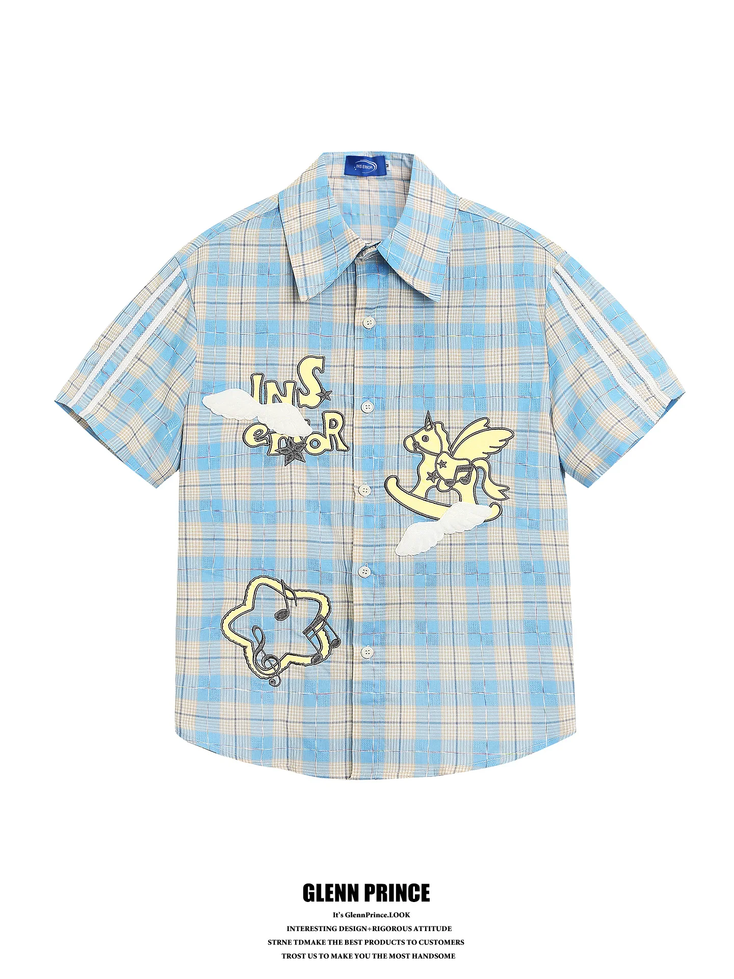 GPstudio American Retro Unicorn Plaid Short Sleeve Shirt Women Summer Slimming Short Length Cute Style Cotton Blend Blouse
GPstudio American Retro Unicorn Plaid Short Sleeve Shirt Women Summer Slimming Short Length Cute Style Cotton Blend Blouse