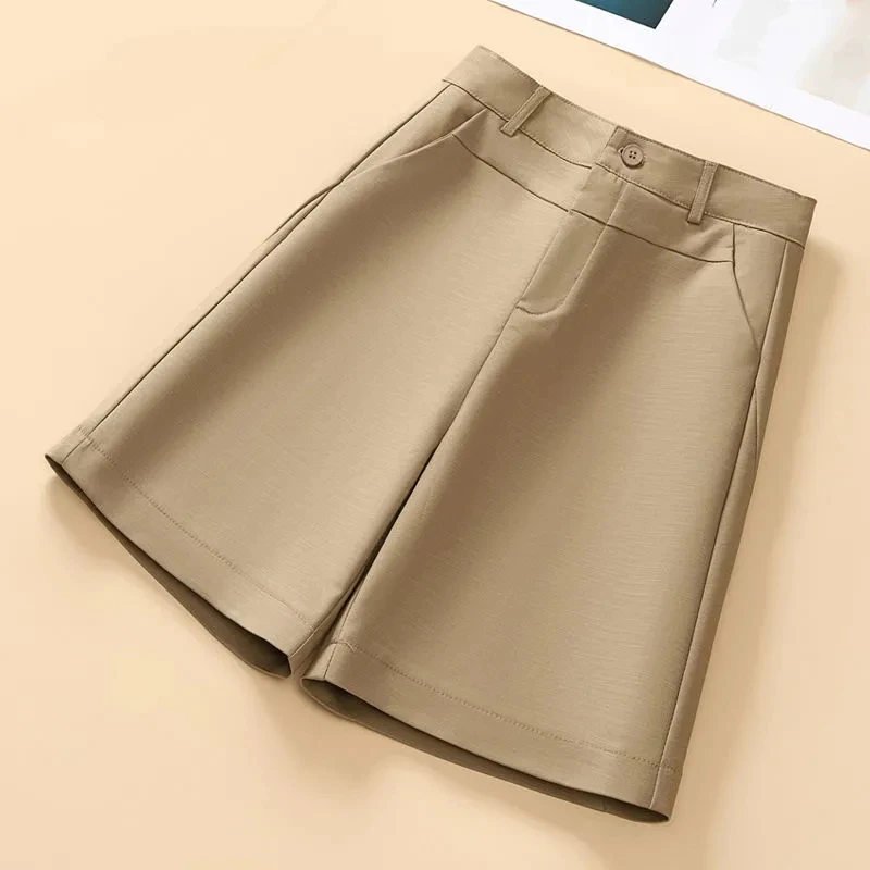 Women's Suit Shorts Summer New Loose High waisted Straight leg Shorts Woman Slimming Casual 5-point pants Khaki White Black
Women's Suit Shorts Summer New Loose High waisted Straight leg Shorts Woman Slimming Casual 5-point pants Khaki White Black