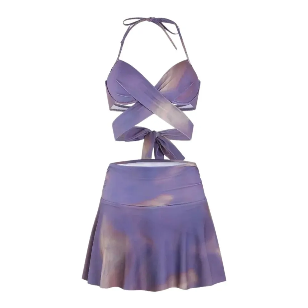 Sweet Tie-dye 3 in 1 Swimwear Set Purple Sun Protection Long Sleeve Swimsuit camisole Beachwear Bikini Bathing Suit Vacation
Sweet Tie-dye 3 in 1 Swimwear Set Purple Sun Protection Long Sleeve Swimsuit camisole Beachwear Bikini Bathing Suit Vacation