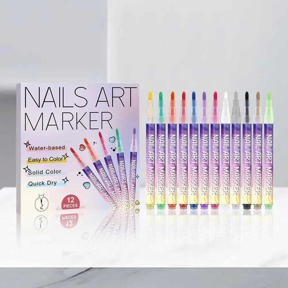 Quick Dry Water-based Nail Art Marker Pens 12Pcs Set Easy To Color Solid Color Nail Drawing Pens For DIY Manicure Nail Art Tools
Quick Dry Water-based Nail Art Marker Pens 12Pcs Set Easy To Color Solid Color Nail Drawing Pens For DIY Manicure Nail Art Tools
