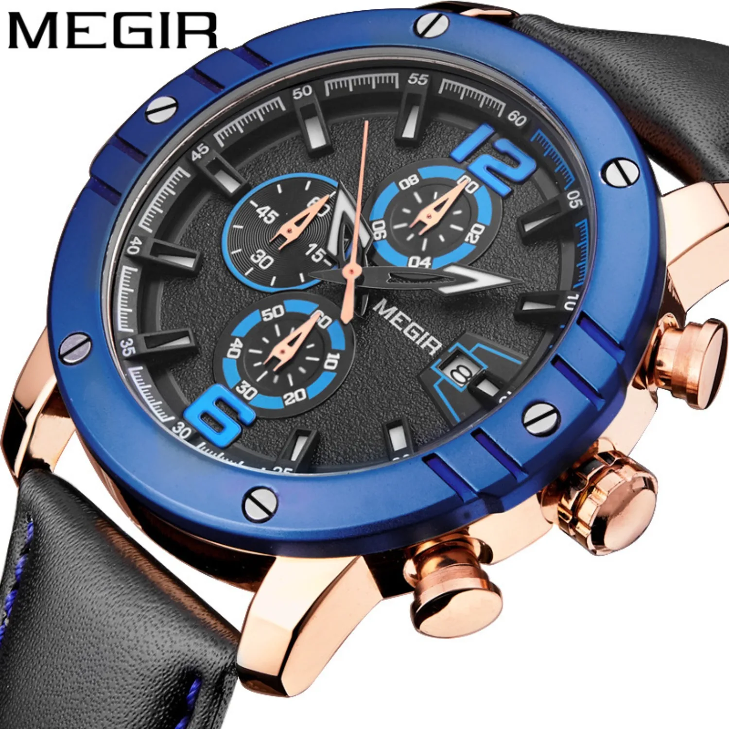 MEGIR Fashion Men's Quartz Watch Chronograph Leather Strap Business Casual Wristwatch Sports Watches Relogio Masculino 2046G
MEGIR Fashion Men's Quartz Watch Chronograph Leather Strap Business Casual Wristwatch Sports Watches Relogio Masculino 2046G