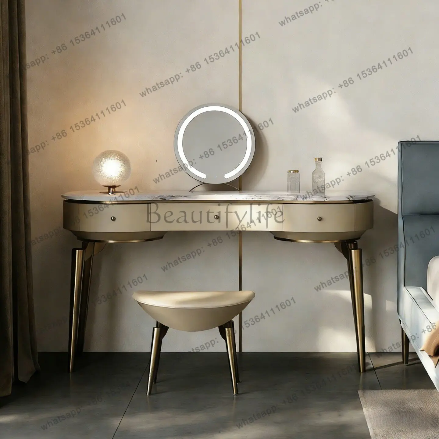 Light luxury minimalist makeup table modern minimalist natural marble stainless steel
Light luxury minimalist makeup table modern minimalist natural marble stainless steel