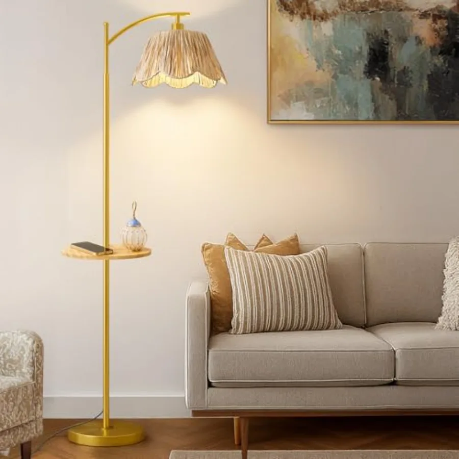 Floor Lamp with Table for Bedroom Boho Standing Lamps with Feet Switch Farmhouse Floor Lamp for Living Room Arc Rattan Lamps wi
Floor Lamp with Table for Bedroom Boho Standing Lamps with Feet Switch Farmhouse Floor Lamp for Living Room Arc Rattan Lamps wi