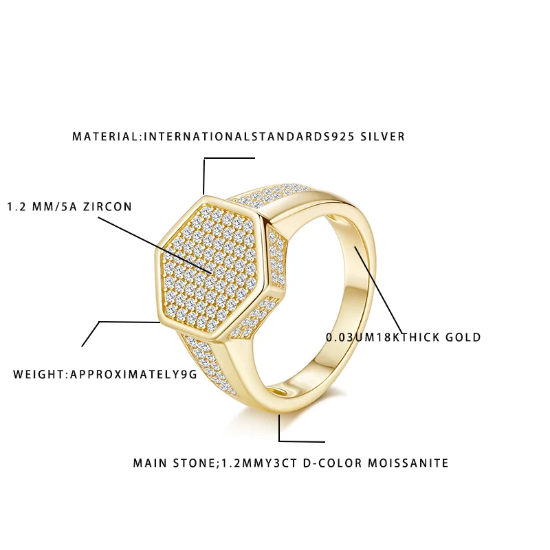 Unisex 925 Silver Ring 18K Gold Plated 3CT D-Color Moissanite & 5A Zircon Fashion Jewelry
Unisex 925 Silver Ring 18K Gold Plated 3CT D-Color Moissanite & 5A Zircon Fashion Jewelry