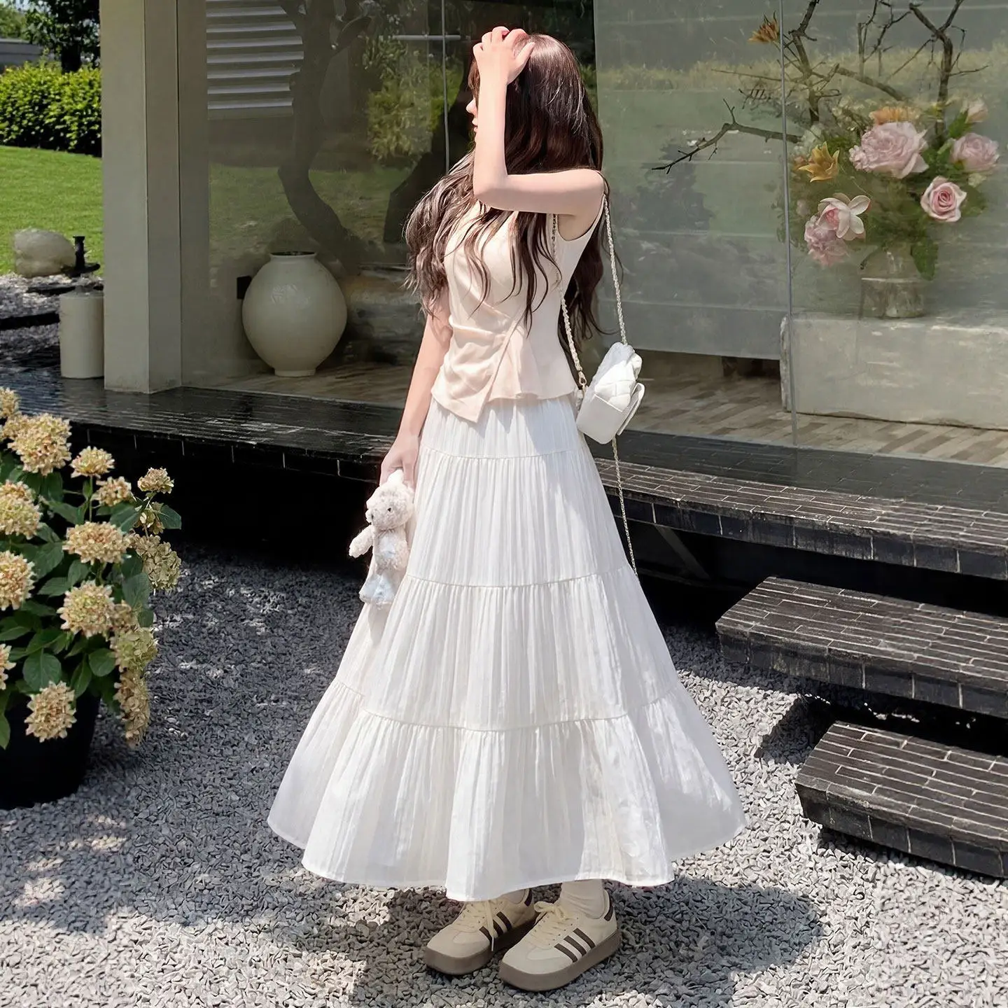 White A-Line Dress Summer New plus Size Flared Skirt Women's Belly Covering Cake Skirt Polyester Material Student Friendly
White A-Line Dress Summer New plus Size Flared Skirt Women's Belly Covering Cake Skirt Polyester Material Student Friendly