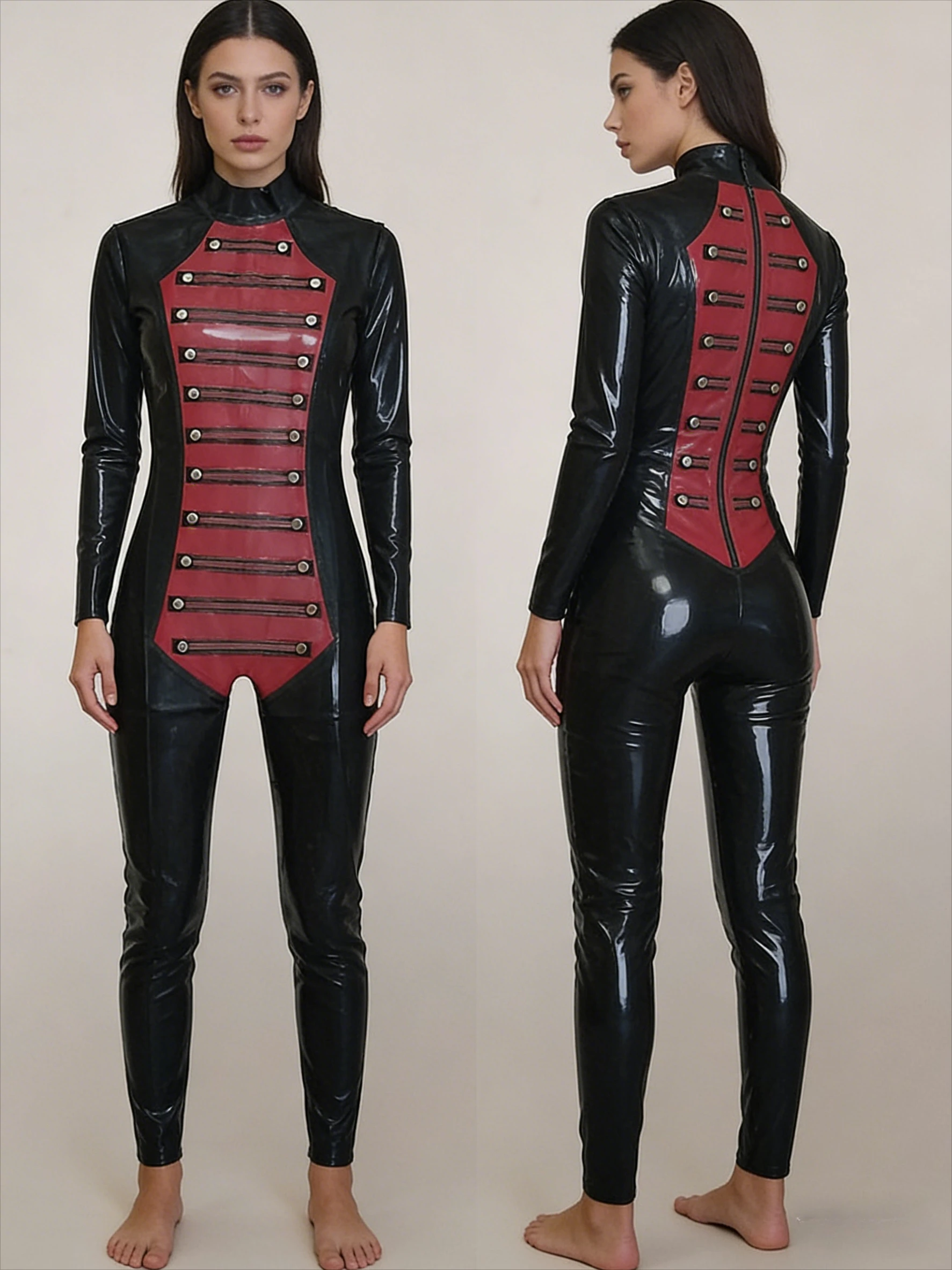 Latex Catsuit Rubber Cool Handsome Unisex Fashionable red and black spliced racing uniform Cosplay
Latex Catsuit Rubber Cool Handsome Unisex Fashionable red and black spliced racing uniform Cosplay