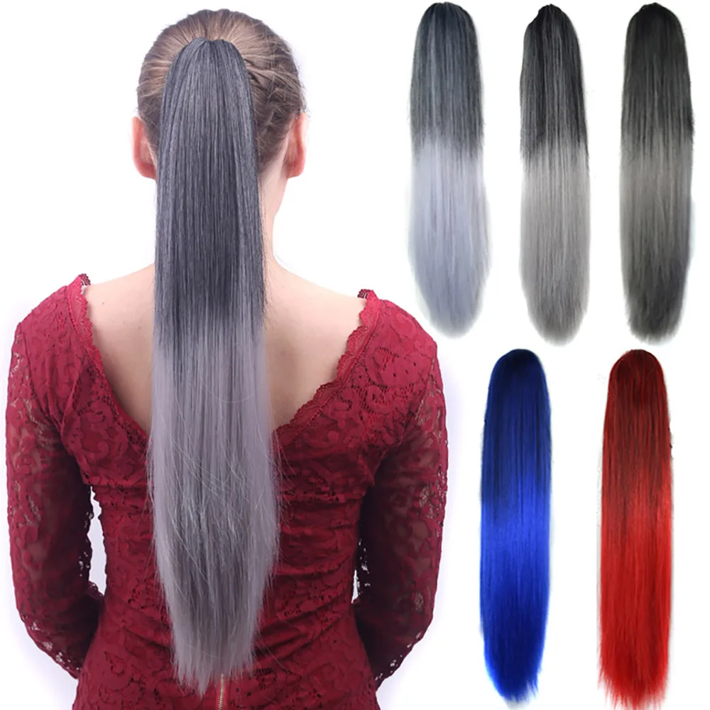 Claw Clip Ponytail Hair Extension Long Straight Synthetic Hairpiece Ombre Black Blue Red Color Hair for Daily Instant Style
Claw Clip Ponytail Hair Extension Long Straight Synthetic Hairpiece Ombre Black Blue Red Color Hair for Daily Instant Style