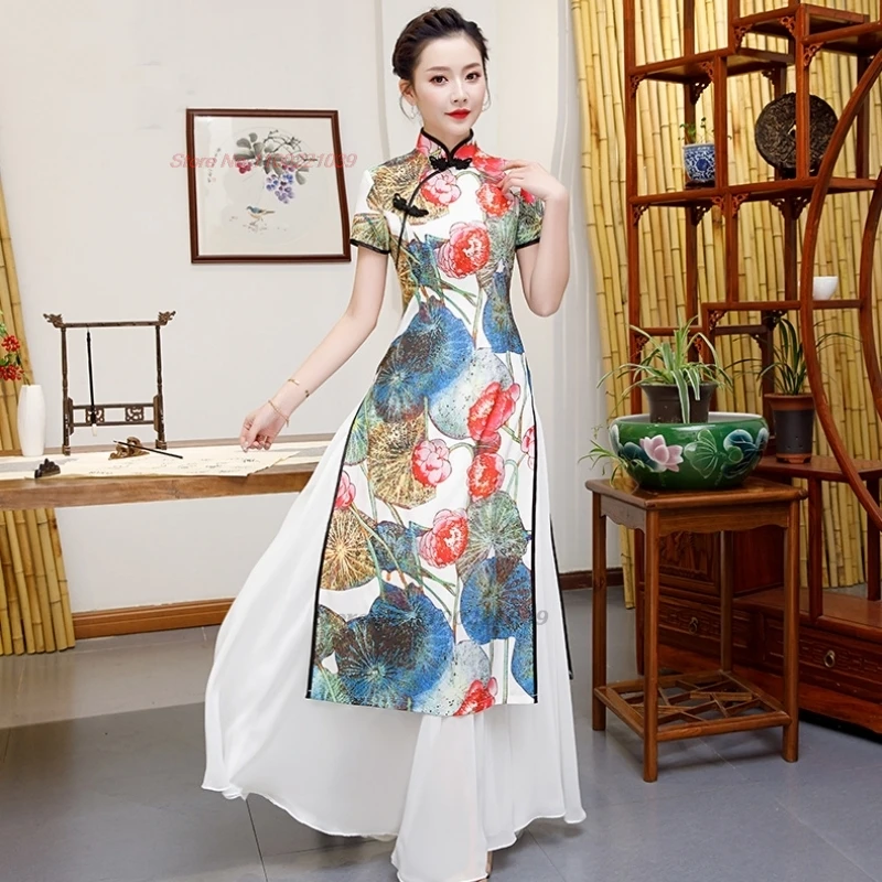 2025 vietnam traditional dress aodai chinese vintage cheongsam dress national flower print improved qipao oriental evening dress
2025 vietnam traditional dress aodai chinese vintage cheongsam dress national flower print improved qipao oriental evening dress