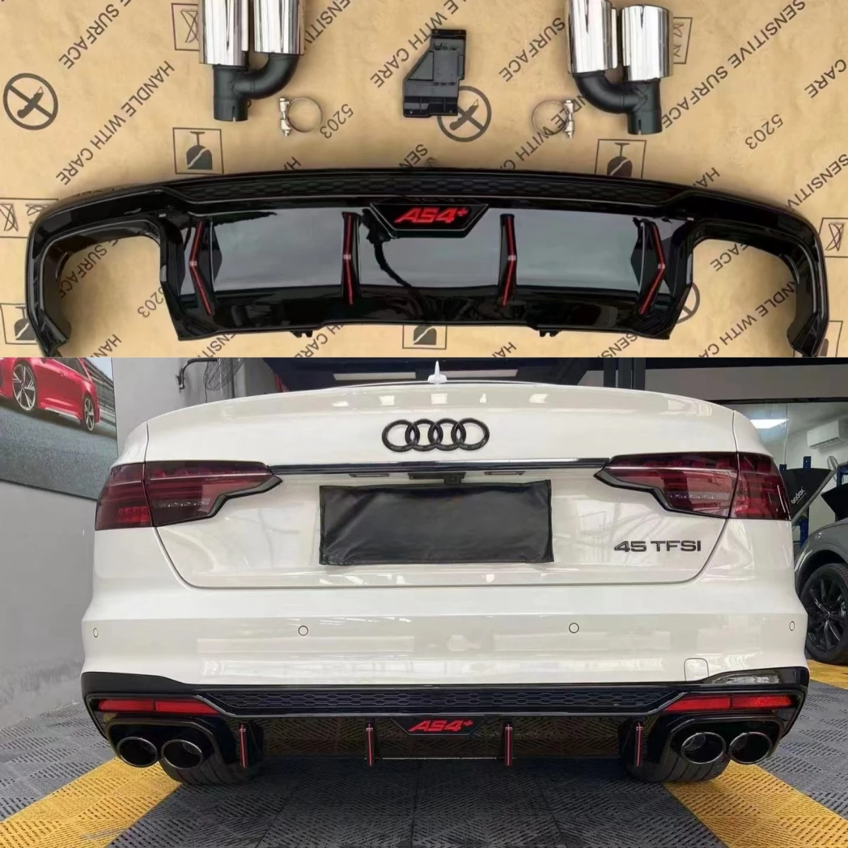 Для Audi A4 S Line S4 B10 2020 2022 2024, задний диффузор, спойлер, выхлопная горло, высококачественный бампер, черный АБС-пластик, автоаксессуары
Для Audi A4 S Line S4 B10 2020 2022 2024, задний диффузор, спойлер, выхлопная горло, высококачественный бампер, черный АБС-пластик, автоаксессуары