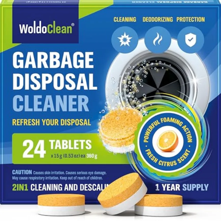 Garbage Disposal Cleaner and Deodorizer Tablets - 24 Pack, Foaming Sink Drain Cleaner and Odor Eliminator, Fresh Citrus Scent,
Garbage Disposal Cleaner and Deodorizer Tablets - 24 Pack, Foaming Sink Drain Cleaner and Odor Eliminator, Fresh Citrus Scent,