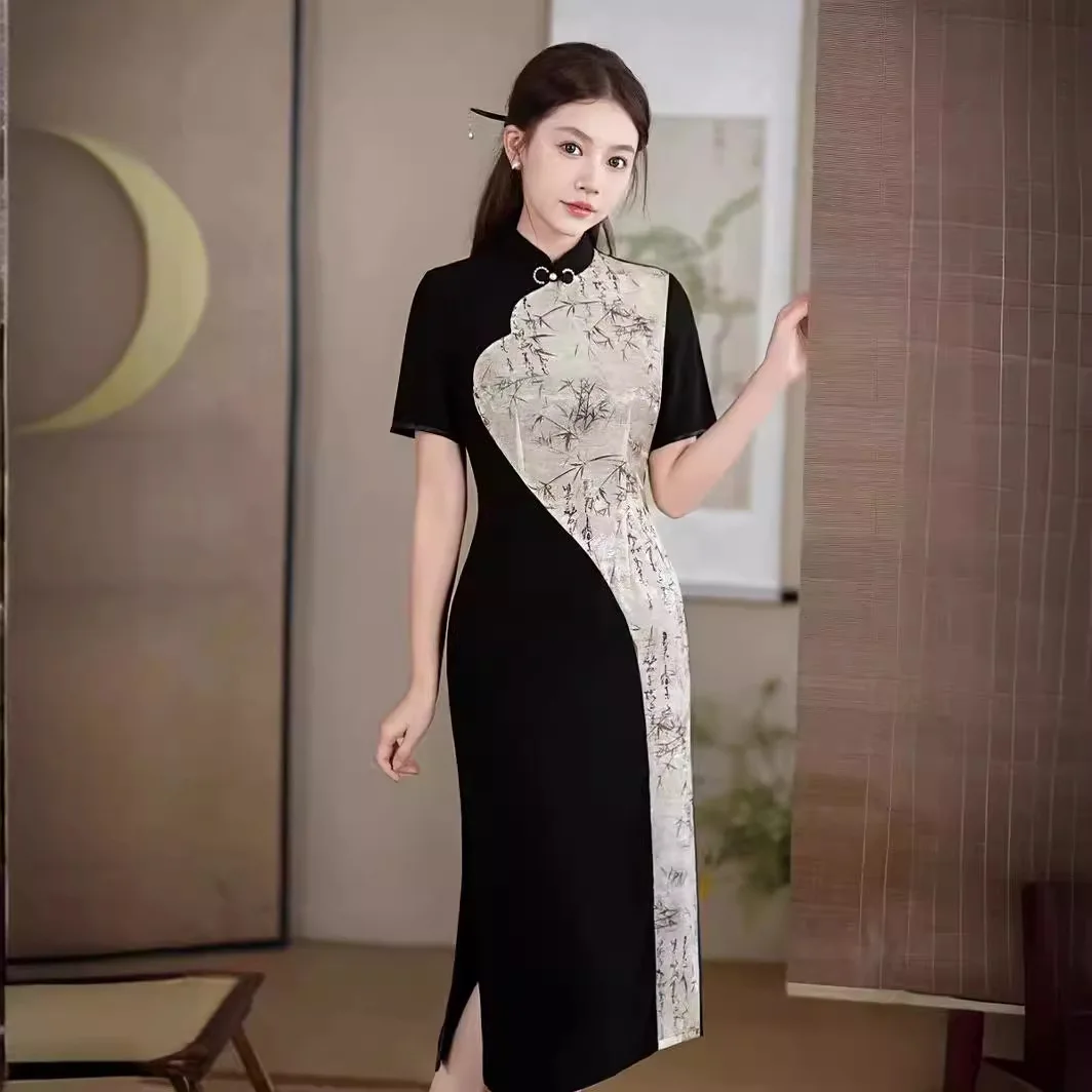 Black Qipao 2024 New Spring High end Retro Chinese Style Dress Elegant Classic Womens Cheongsam Clothes
Black Qipao 2024 New Spring High end Retro Chinese Style Dress Elegant Classic Womens Cheongsam Clothes