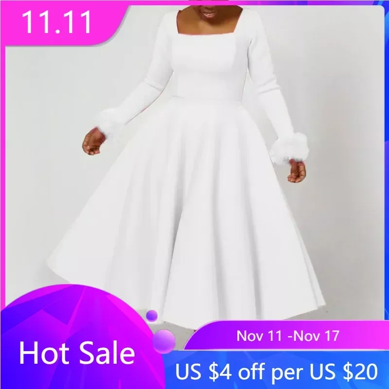 Autumn Fashion Solid A-line Dress African Women Elegant Square Neck Long Sleeve High Waist A-line Dress Women
Autumn Fashion Solid A-line Dress African Women Elegant Square Neck Long Sleeve High Waist A-line Dress Women