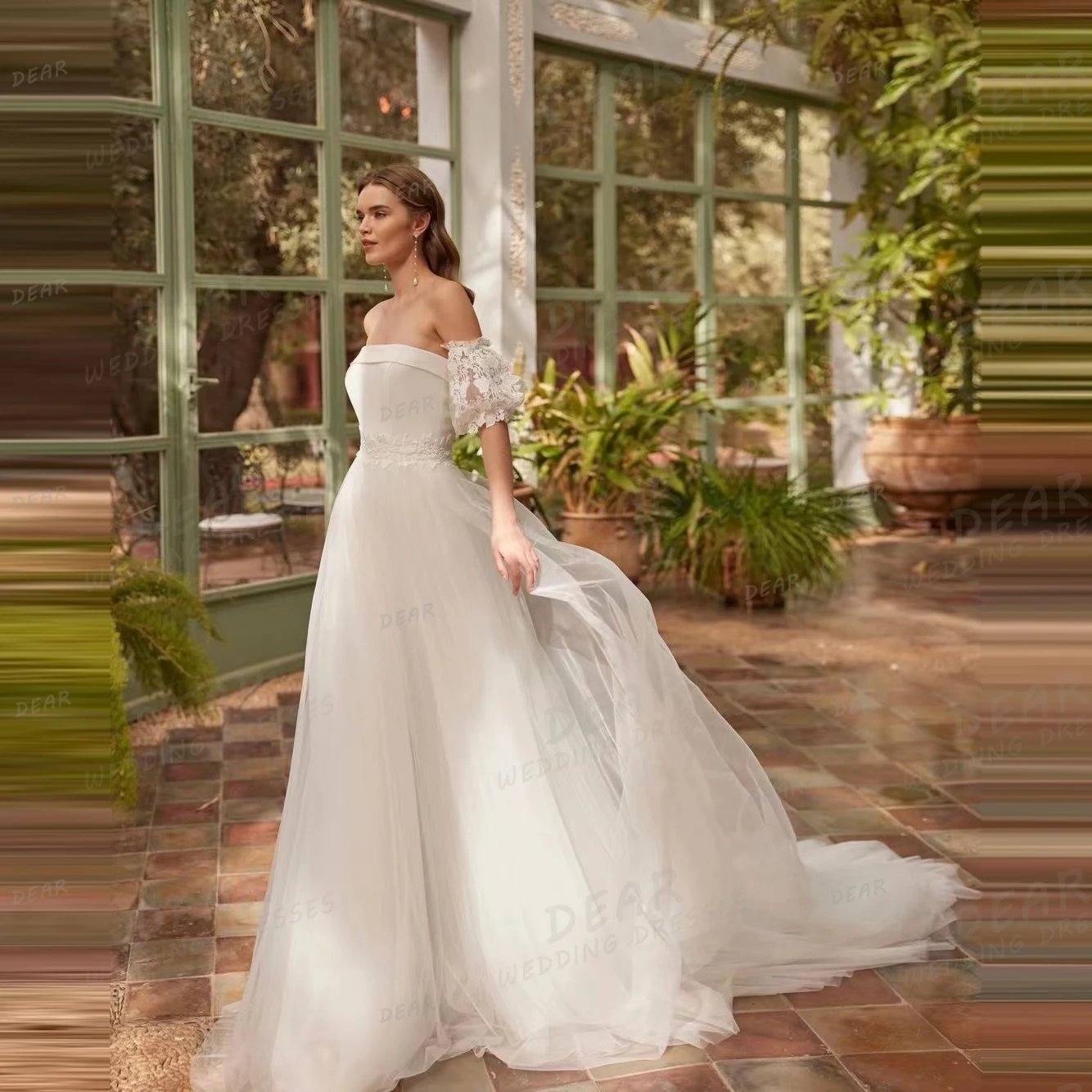 Simple A Line Wedding Dresses Woman's Bridal Gowns Sexy Appliques Short Sleeve Fashion Off Shoulder Elegant Tulle Vestidos Noche
Simple A Line Wedding Dresses Woman's Bridal Gowns Sexy Appliques Short Sleeve Fashion Off Shoulder Elegant Tulle Vestidos Noche