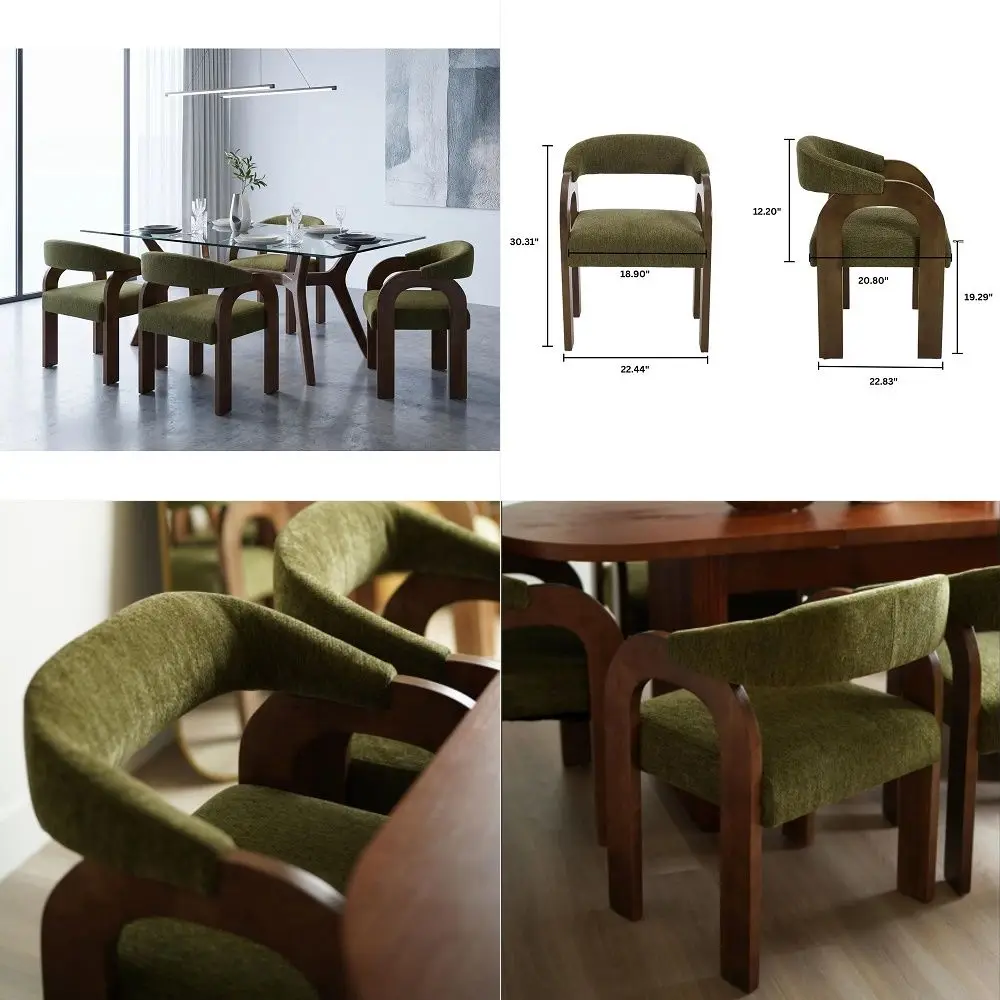 Dining Chairs Set of 4 Upholstered Armchairs with Chenille Cushions amp Curved Wooden Arms, Barrel Wood Kitchen Chairs for Dini
Dining Chairs Set of 4 Upholstered Armchairs with Chenille Cushions amp Curved Wooden Arms, Barrel Wood Kitchen Chairs for Dini