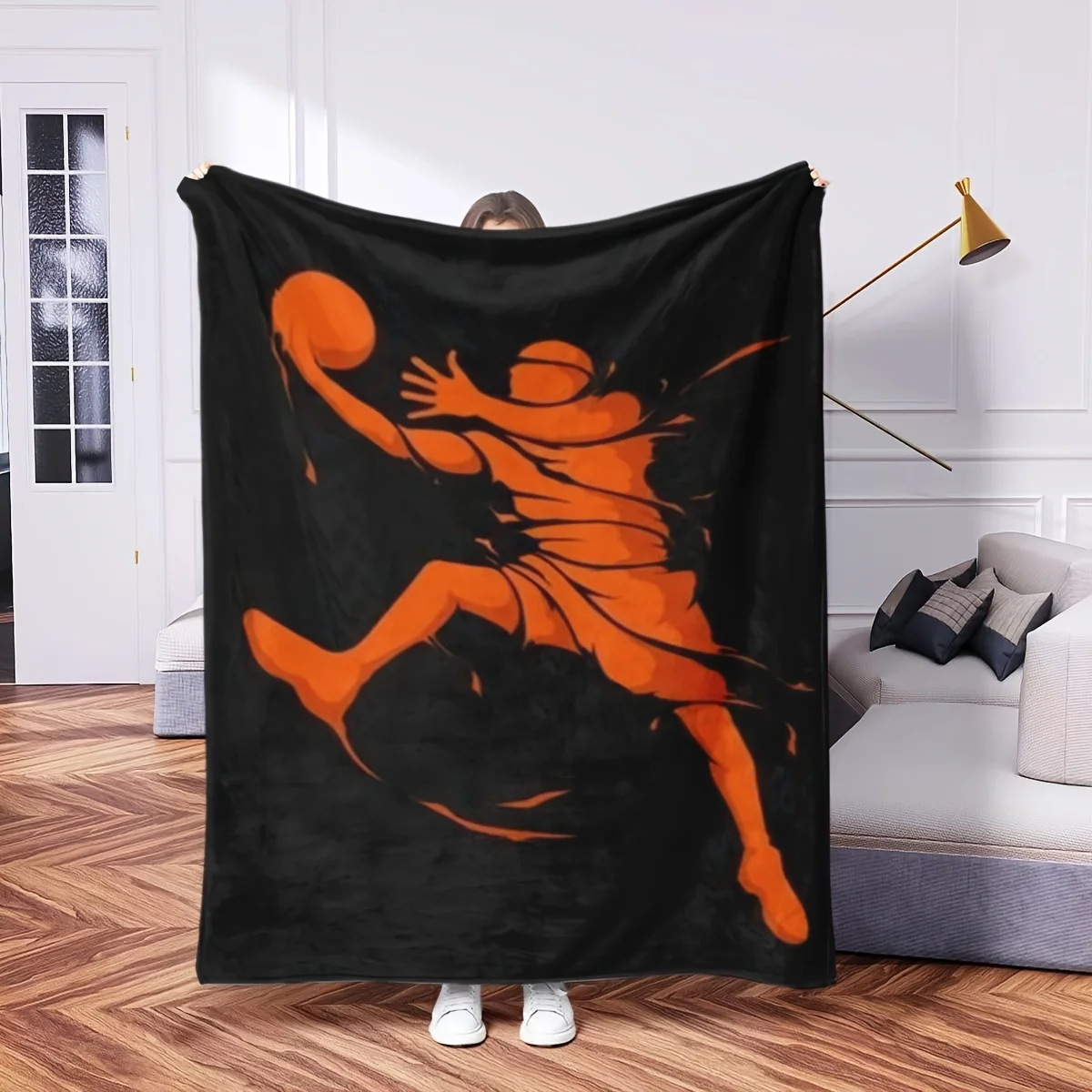 1pc Contemporary Basketball-Themed Flannel Throw Blanket, Cartoon Design, Quilted Knit Fabric, Digital Print, Multipurpose All-S
1pc Contemporary Basketball-Themed Flannel Throw Blanket, Cartoon Design, Quilted Knit Fabric, Digital Print, Multipurpose All-S