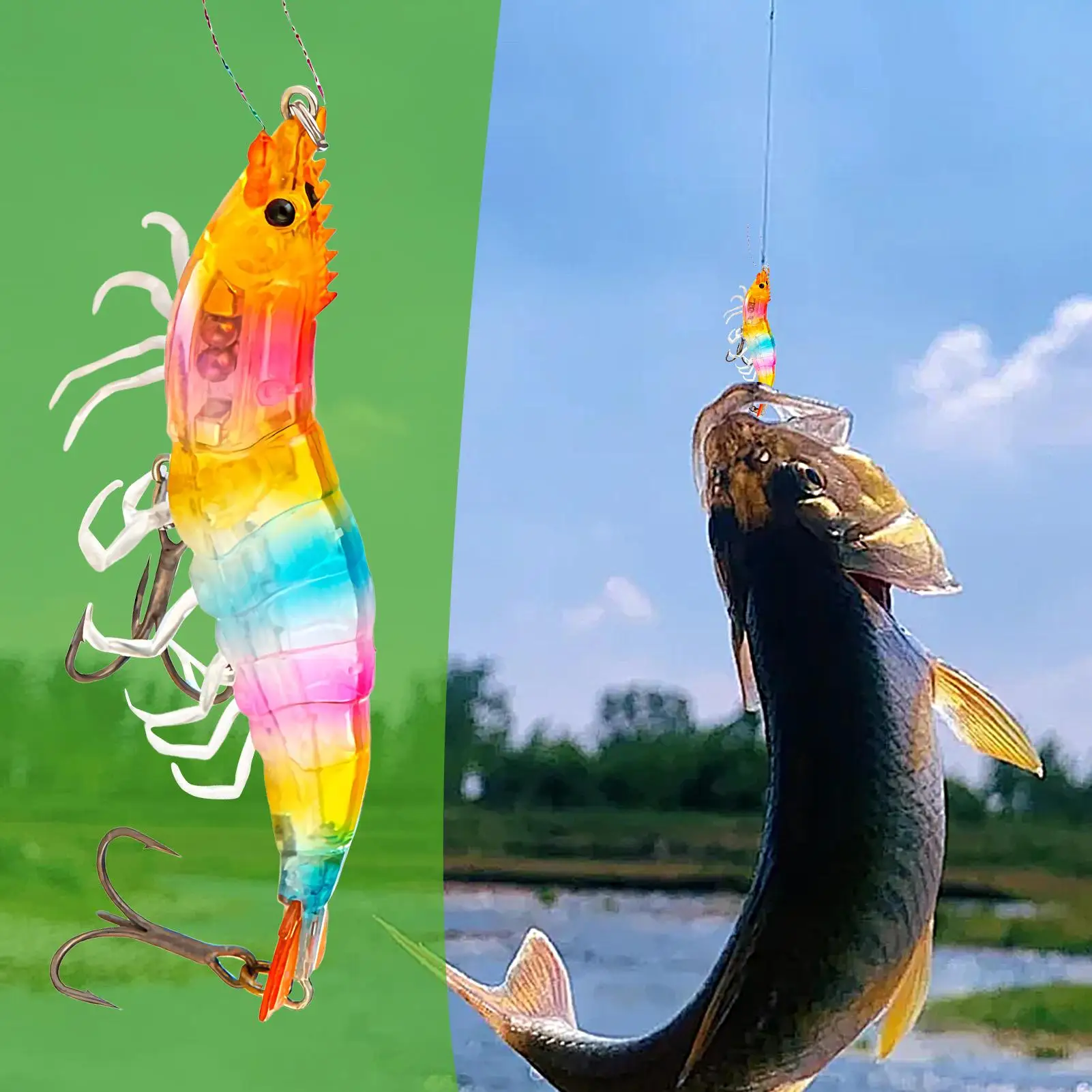 3.54" Realistic Shrimp Fishing Lures, Glow in Dark Saltwater Artificial Bait for Salmon Catfish, Sea Beach Freshwater Fishing
3.54" Realistic Shrimp Fishing Lures, Glow in Dark Saltwater Artificial Bait for Salmon Catfish, Sea Beach Freshwater Fishing