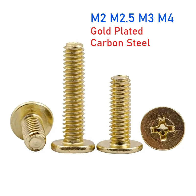 M2 M2.5 M3 M4 Gold-plated Carbon Steel Cross Ultra Thin Super Low Flat Head Screw Bolt CM Length 3~14mm
M2 M2.5 M3 M4 Gold-plated Carbon Steel Cross Ultra Thin Super Low Flat Head Screw Bolt CM Length 3~14mm