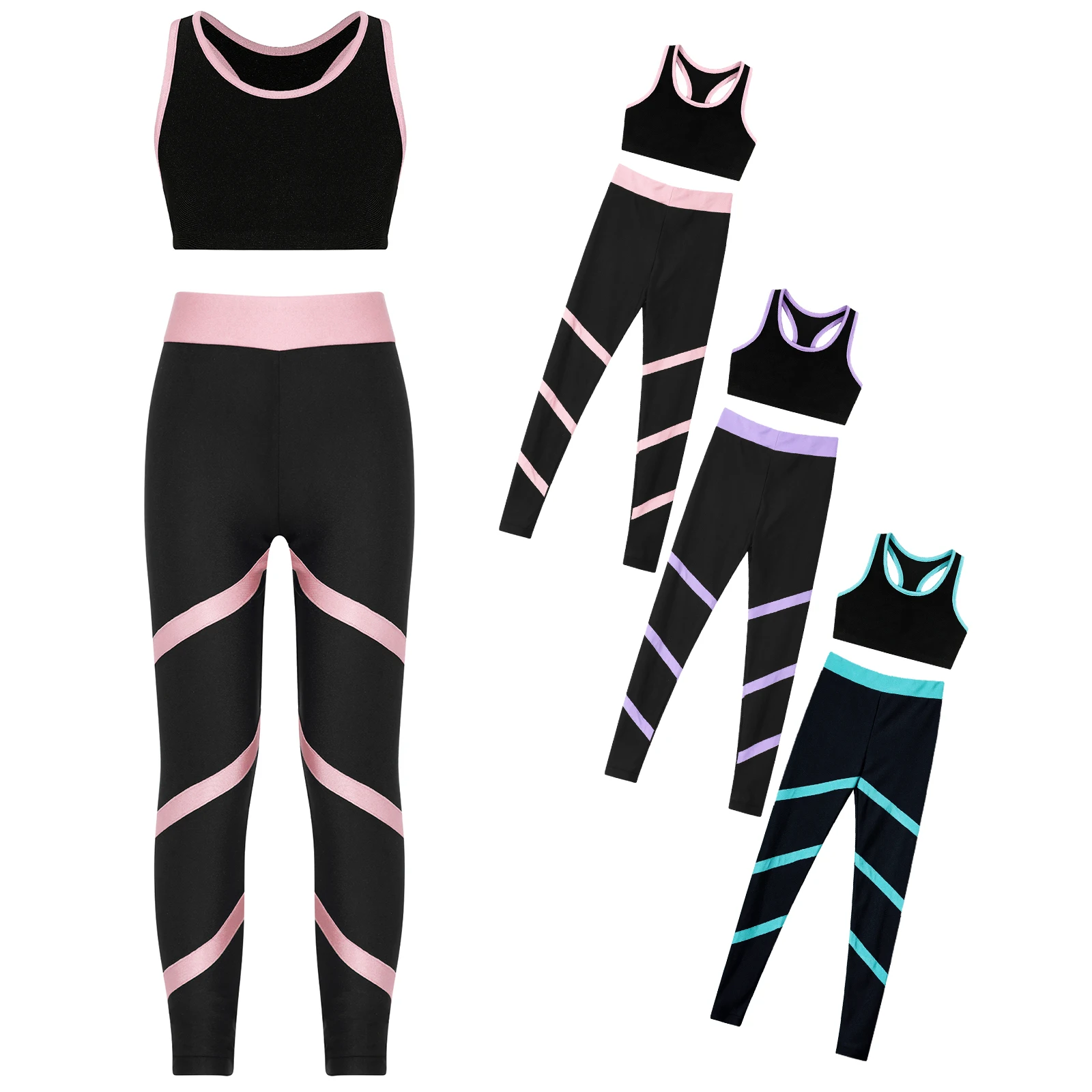 Kids Girls Sport Suit Racer Back Tank Crop Tops+Skinny Leggings Pants for Skating Fitness Yoga Gymnastics Ballet Dancing Outfits
Kids Girls Sport Suit Racer Back Tank Crop Tops+Skinny Leggings Pants for Skating Fitness Yoga Gymnastics Ballet Dancing Outfits