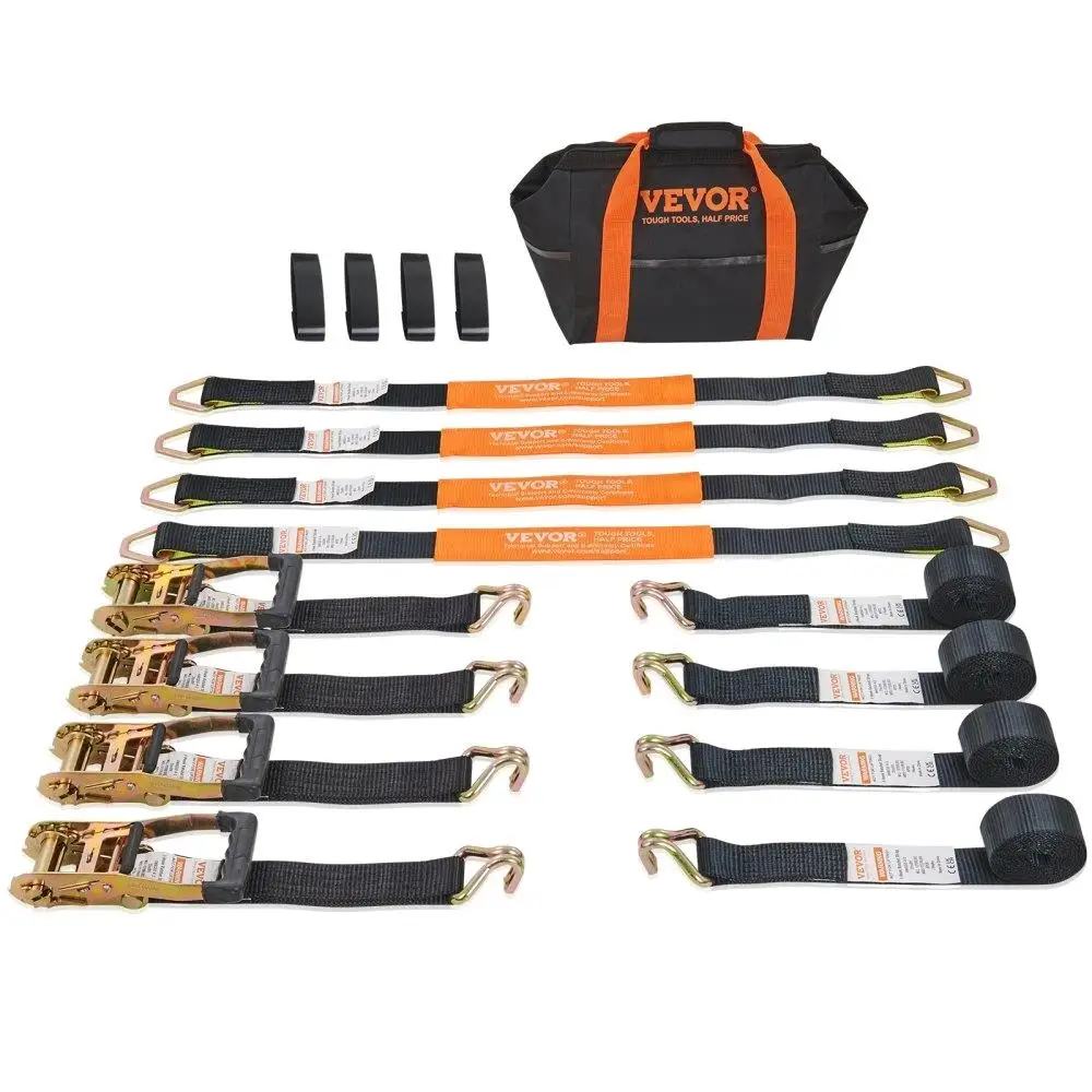Ratchet Tie Down Straps (4PK), 11128 lb Break Strength, Double J Hook Includes 4 Premium 2" x 8' Rachet Tie Downs with Padded
Ratchet Tie Down Straps (4PK), 11128 lb Break Strength, Double J Hook Includes 4 Premium 2" x 8' Rachet Tie Downs with Padded