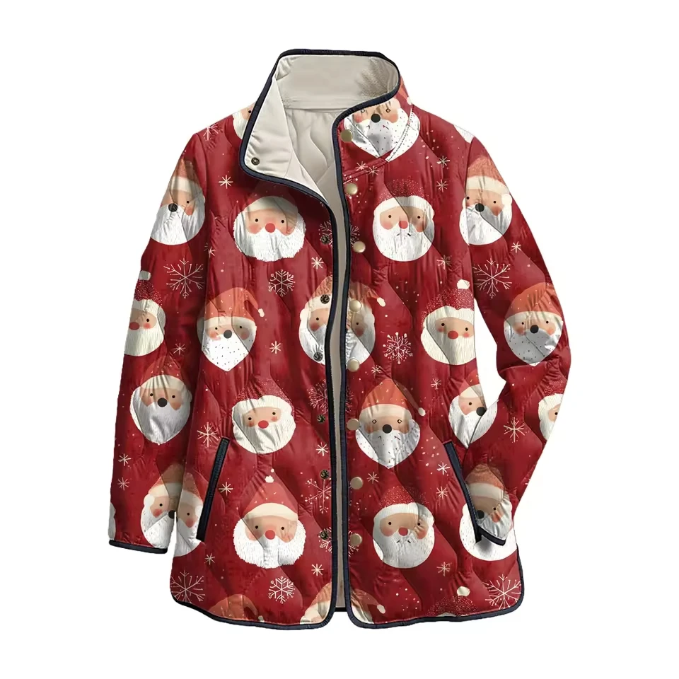 Women'S Christmas Printed Casual Fashion Warm Cotton With Round Neck Korean Thickened Down Cotton-Padded Coat
Women'S Christmas Printed Casual Fashion Warm Cotton With Round Neck Korean Thickened Down Cotton-Padded Coat