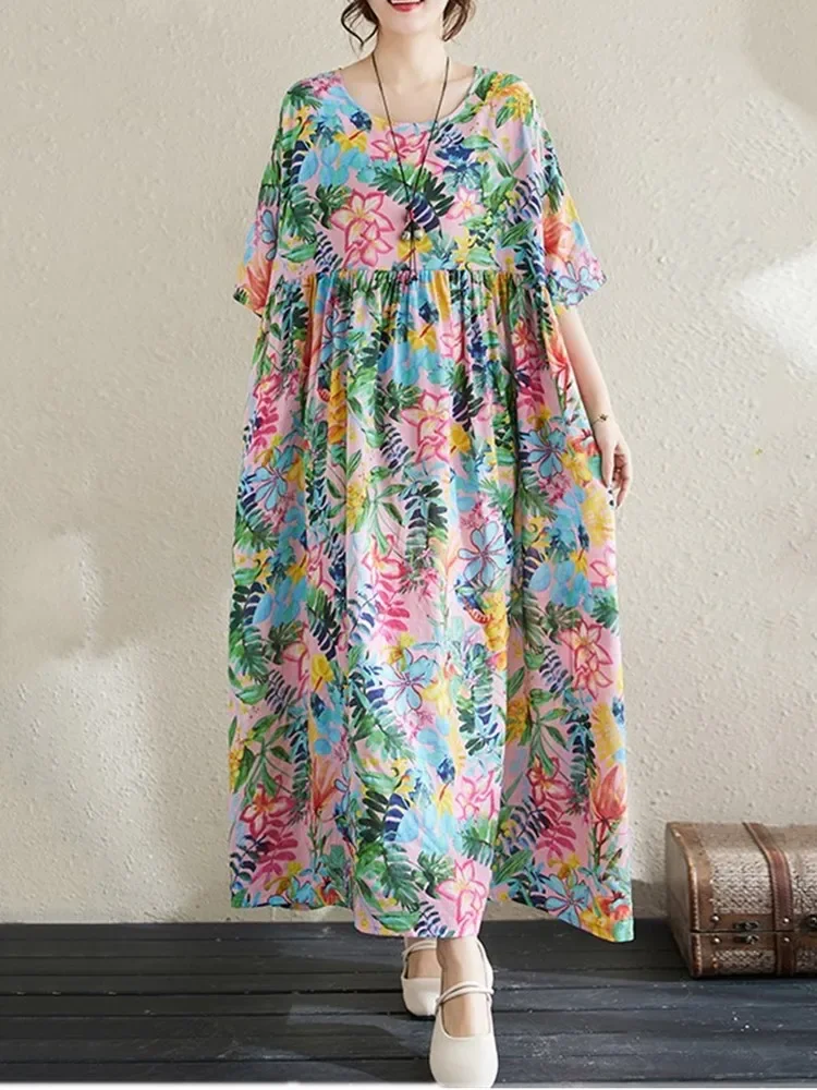 Short Sleeve Oversized Cotton Vintage Floral New in Dresses for Women Casual Loose Long Summer Dress Elegant Clothing 2025 E8084
Short Sleeve Oversized Cotton Vintage Floral New in Dresses for Women Casual Loose Long Summer Dress Elegant Clothing 2025 E8084