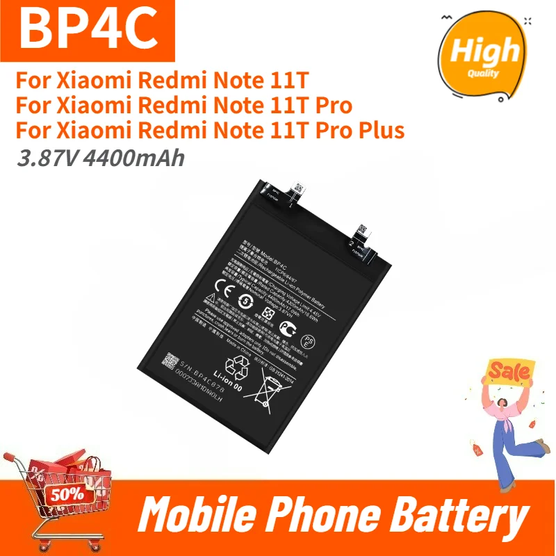 High Quality BP4C Phone Battery 3.87V 4400mAh For Xiaomi Redmi Note 11T / 11T Pro / 11T Pro Plus Brand New Replacement Battery
High Quality BP4C Phone Battery 3.87V 4400mAh For Xiaomi Redmi Note 11T / 11T Pro / 11T Pro Plus Brand New Replacement Battery