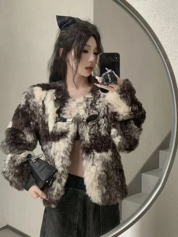 Faux Lamb Coat Women Korean Loose Streetwear All Match Hairy Fur Crop Outerwear Y2K Female Autumn Winter Tie Dye Thick Warm Coat
Faux Lamb Coat Women Korean Loose Streetwear All Match Hairy Fur Crop Outerwear Y2K Female Autumn Winter Tie Dye Thick Warm Coat