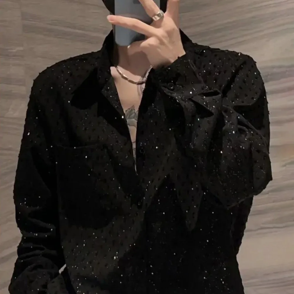 Mens Shirts Starry Sky Hot Diamond Shirts Autumn Streetwear Fashion Niche Personality Sequins Performance Tops Men' Clothing
Mens Shirts Starry Sky Hot Diamond Shirts Autumn Streetwear Fashion Niche Personality Sequins Performance Tops Men' Clothing