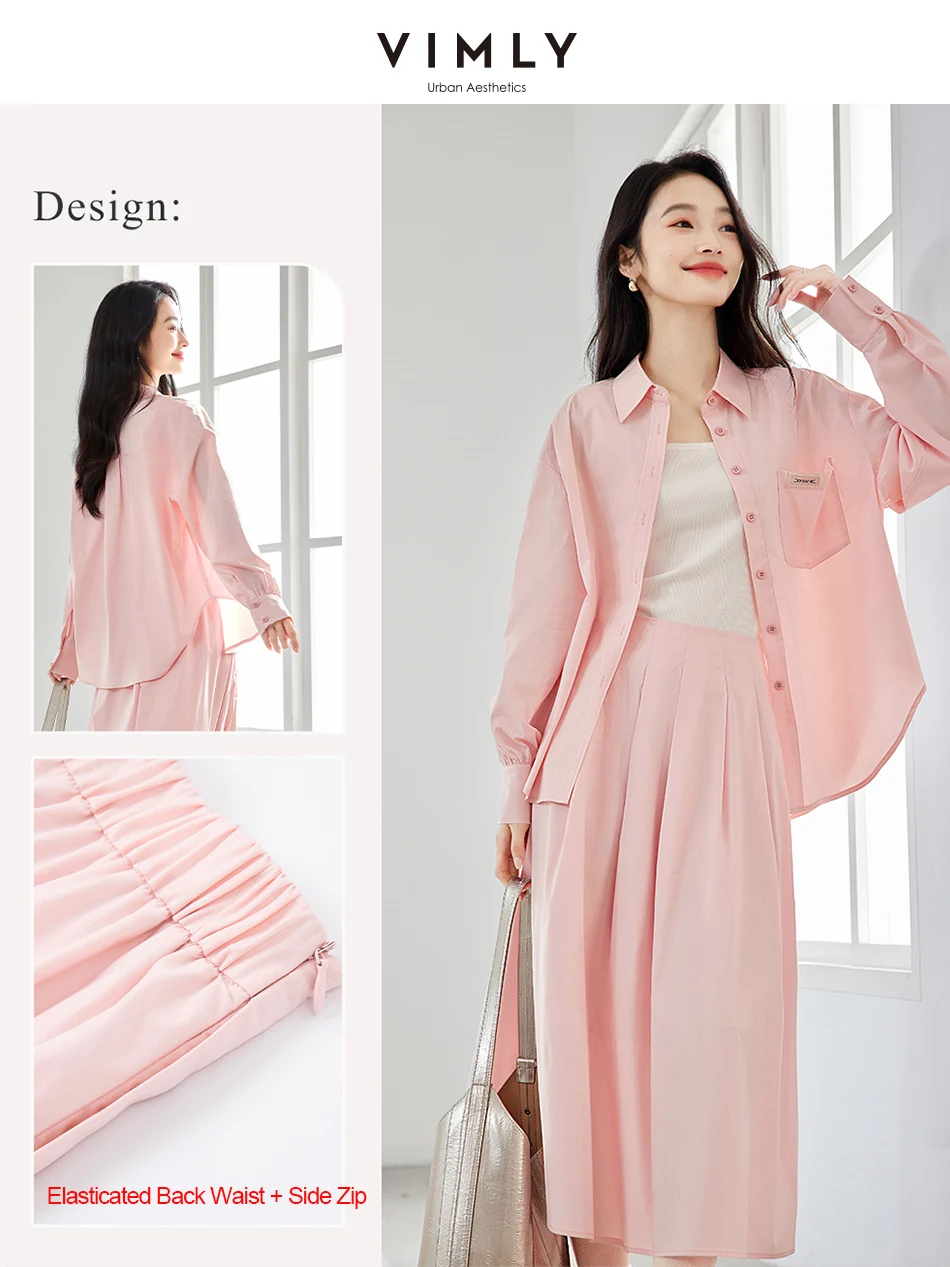 VIMLY Woman 2 Piece Skirt Sets Lady Outfits 2025 Casual Pink Long Sleeve Button Up Shirts A-Line Midi Skirts Matching Sets M8232
VIMLY Woman 2 Piece Skirt Sets Lady Outfits 2025 Casual Pink Long Sleeve Button Up Shirts A-Line Midi Skirts Matching Sets M8232
