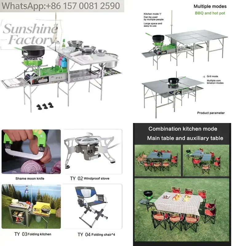 Hot Sale Factory Camping Table Stand With Cookware Set Foldable Outdoor Mobile Kitchen for Camping Outdoor
Hot Sale Factory Camping Table Stand With Cookware Set Foldable Outdoor Mobile Kitchen for Camping Outdoor