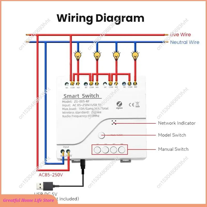 AT59 4-канальный модуль умного переключателя Tuya Zigbee, беспроводное реле, голосовое управление, белый, 1 шт.
AT59 4-канальный модуль умного переключателя Tuya Zigbee, беспроводное реле, голосовое управление, белый, 1 шт.