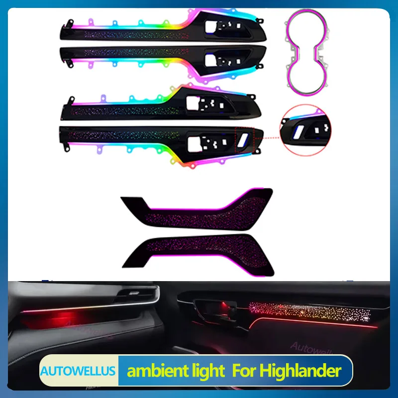 LED Ambient Light For Toyota Highlander 2022+ Door Trim Instrument Panel Light Guide Strip Button APP Control
LED Ambient Light For Toyota Highlander 2022+ Door Trim Instrument Panel Light Guide Strip Button APP Control