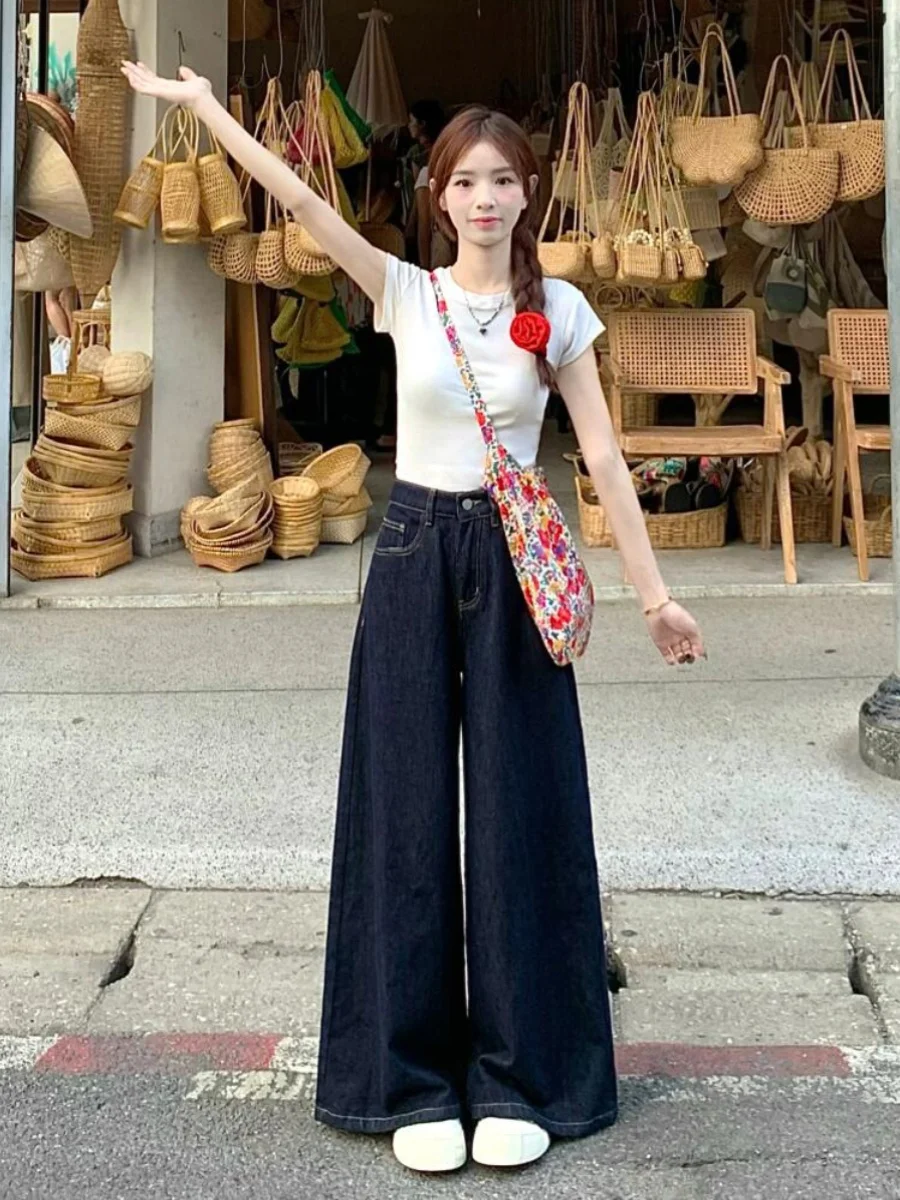 American Retro High Waist Wide Leg Denim Skirt Women's Summer Loose Slimming Dark Color Floor-Length Pants Straight Cut
American Retro High Waist Wide Leg Denim Skirt Women's Summer Loose Slimming Dark Color Floor-Length Pants Straight Cut