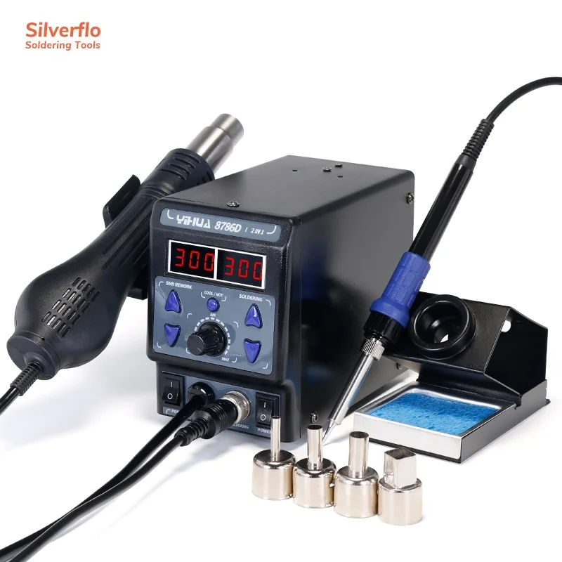 YIHUA 8786D-I 2 in 1 Soldering Iron Hot Air Gun BGA Rework Staion for Repair Welding Work 740W Welding Station
YIHUA 8786D-I 2 in 1 Soldering Iron Hot Air Gun BGA Rework Staion for Repair Welding Work 740W Welding Station