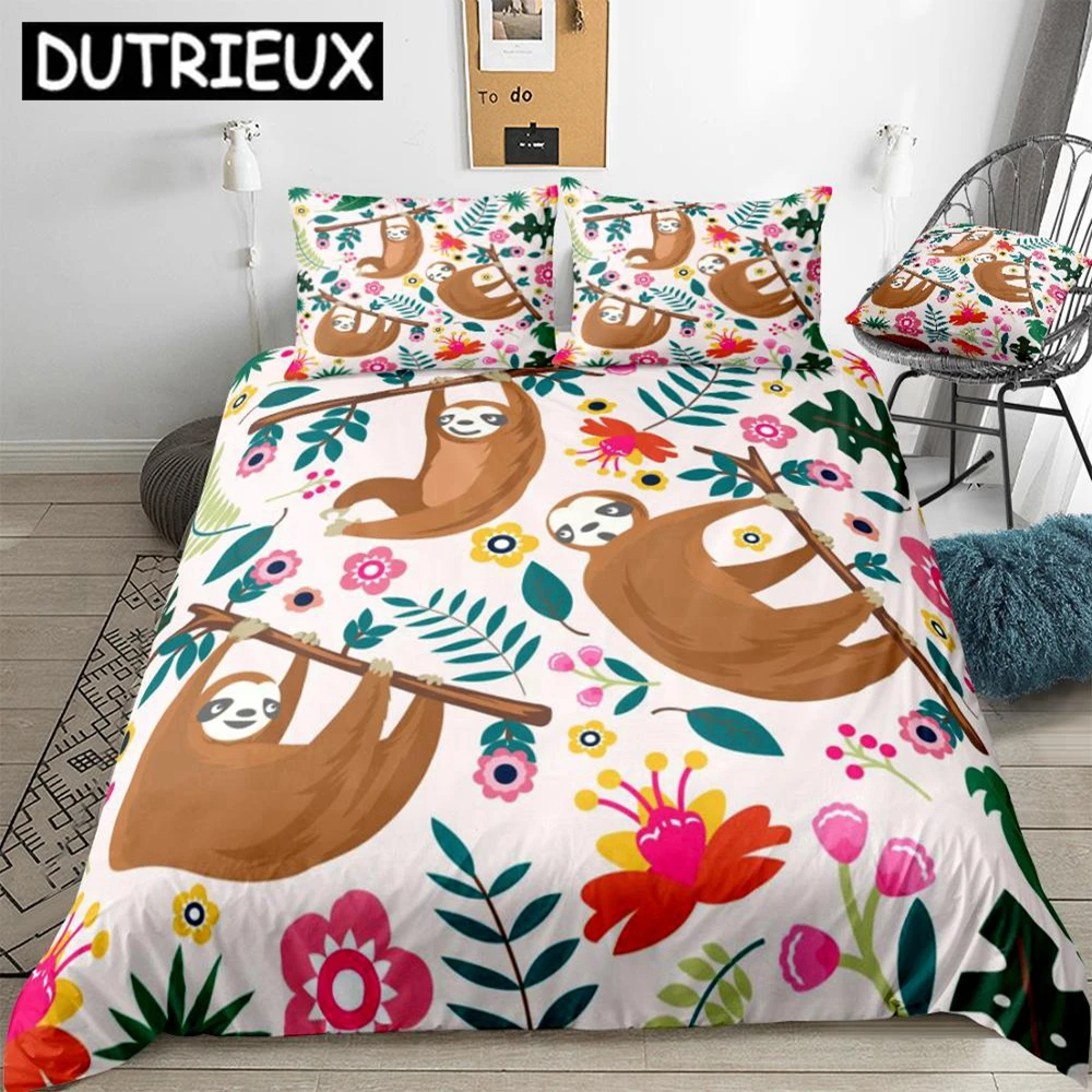 Slothes Bedding Set Animal Duvet Cover Set Flowers Sloth Quilt Cover 3pcs Leaves Bedclothes Kids Home Textiles Animal Bed Linen
Slothes Bedding Set Animal Duvet Cover Set Flowers Sloth Quilt Cover 3pcs Leaves Bedclothes Kids Home Textiles Animal Bed Linen